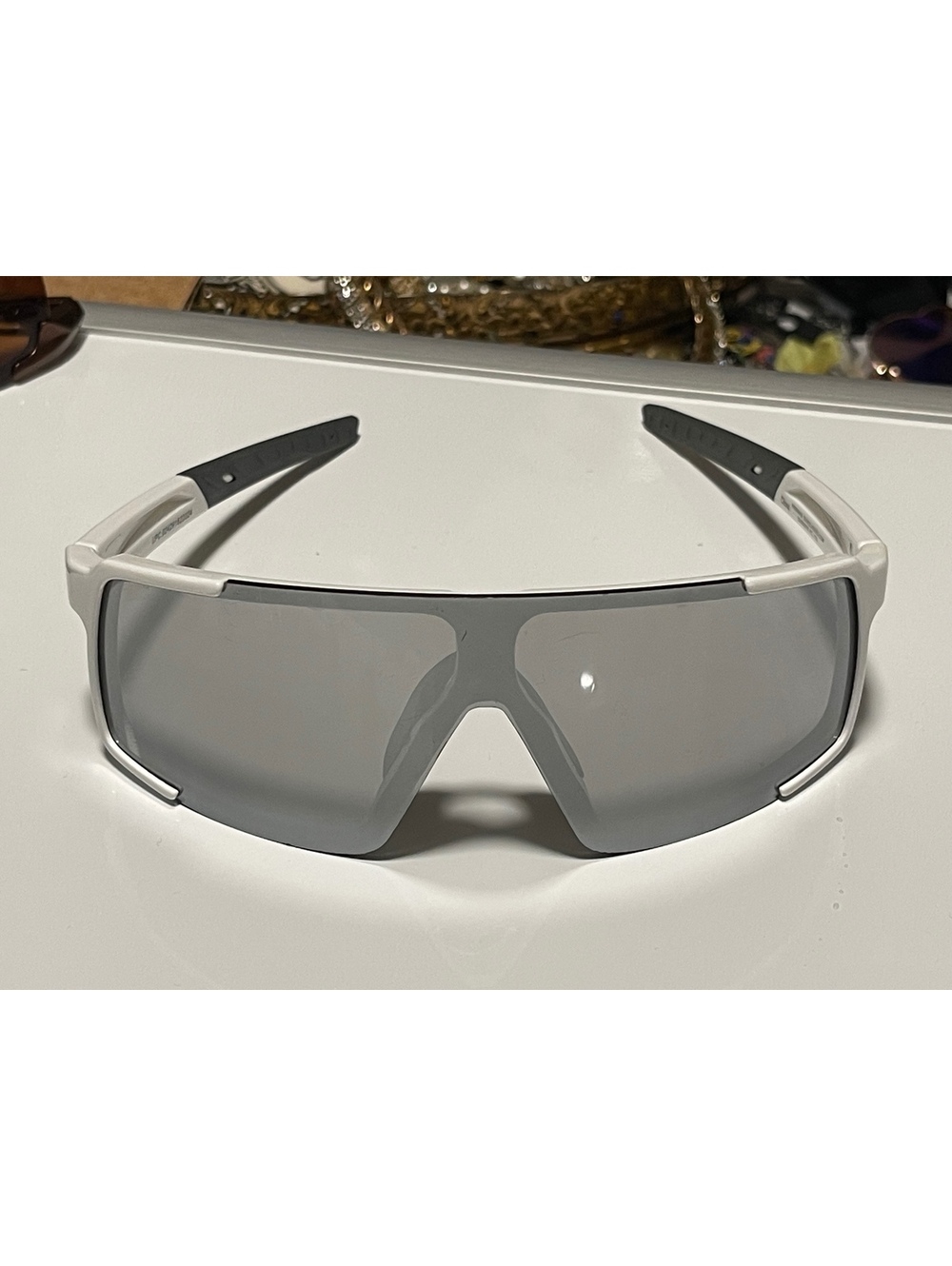 Piranha PC 105 White Sport Shield Sunglasses Gray Lens